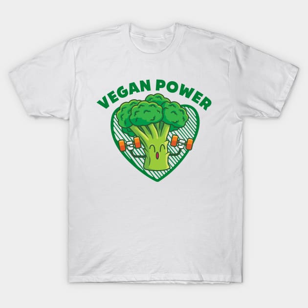 Vegan Power Broccoli Gym Green Vegetable T-Shirt by DMS DESIGN